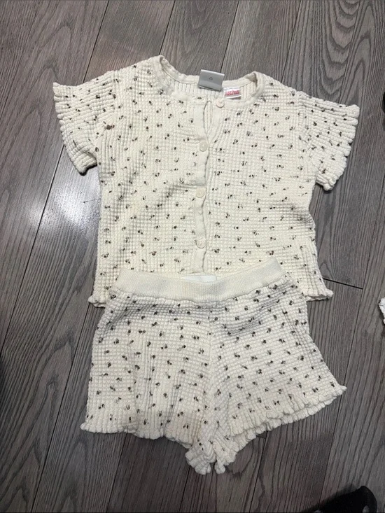 Zara Cream Knit Dot Short Set for Kids