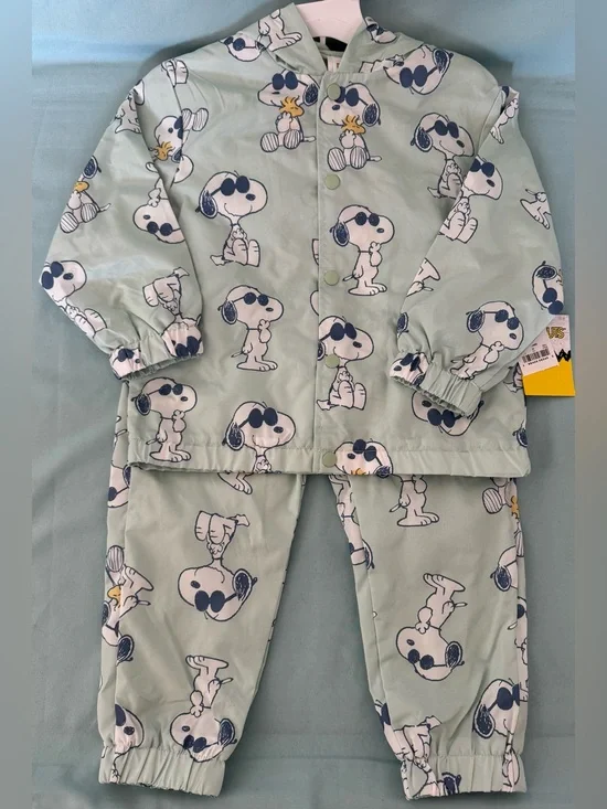 Toddler Boys' Peanuts Snoopy Rain Windbreaker Jacket and Pant Set