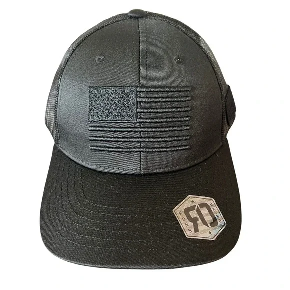 Runs Deep Tactical Mens Black American Flag Trucker Hat Adjustable Snapback Cap