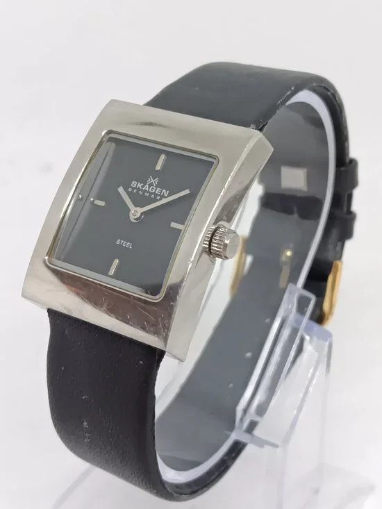 Skagen 227SSLB Women's 24mm x 31mm Rectangle Dial S/Steel Quartz Watch NEW BATT