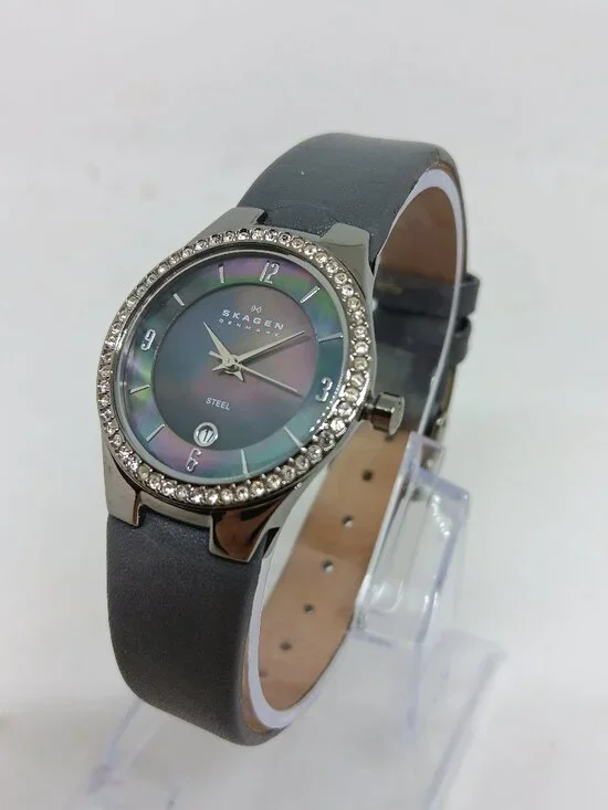 Skagen 630SMLM Women's 27mm Slim Profile Crystal Accent MOP Dial Quartz Watch