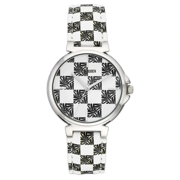 Steve Madden Logo in Black & White Checkered Pattern Watch, 36mm