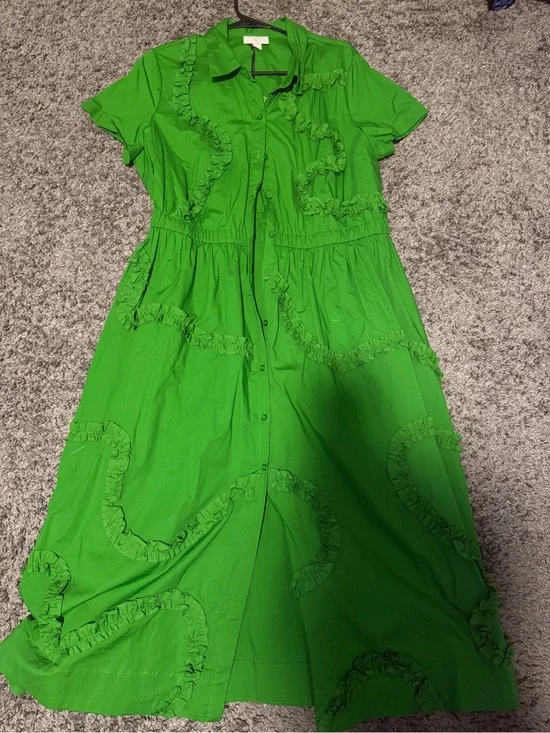 NWT kate spade x Target Bright Green Ruffle Button-Front Dress