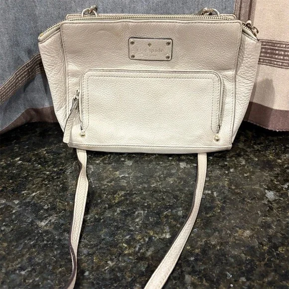 Kate Spade New York Crossbody Bag Womens Small Tan Beige Front Zip Pocket