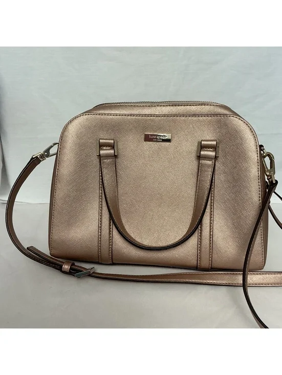 Kate Spade New York Metallic Rose Gold Leather Satchel Handbag