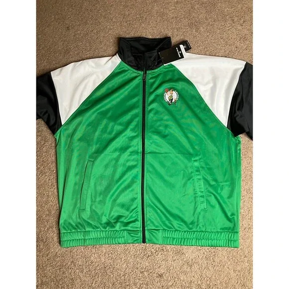 New BOSTON CELTICS Team Basketball NBA Track JACKET Women’s 2XL Carl Banks G-III