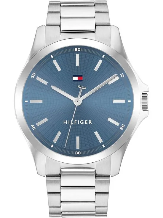Women's Silver Blue Stainless Steel Bracelet Stylish 3H Quartz Dress Wrist Watch