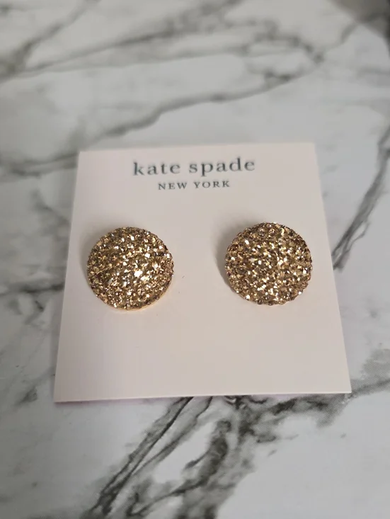 kate spade gold glitter round stud earrings - sparkling circle studs