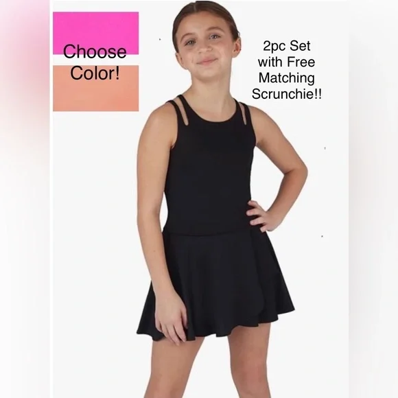 Yogalicious Girls 2Pc Sunrise Cut-Out Tank + Tulip Hem Skort Activewear Set