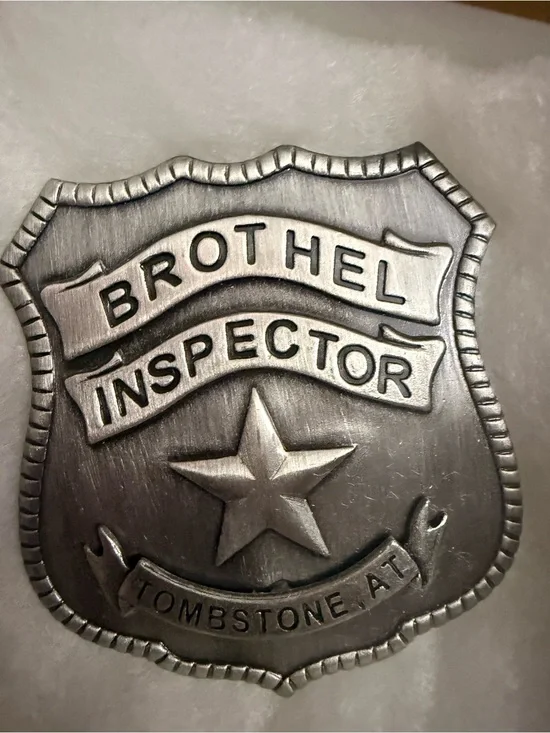 Brothel Inspector Metal Badge - Silver Novelty Pin