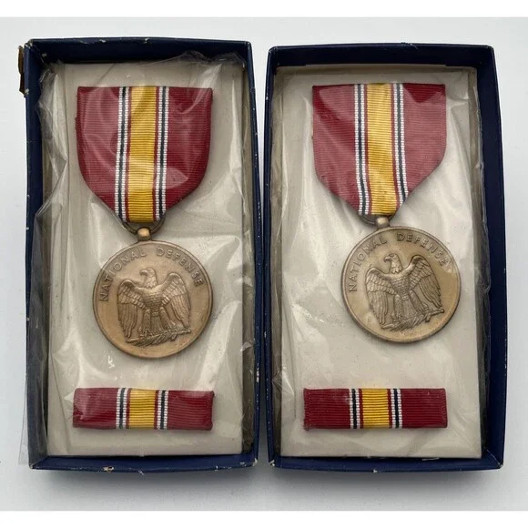 Lot 2 New Sealed National Defense Service Medal Pendant With Original Box