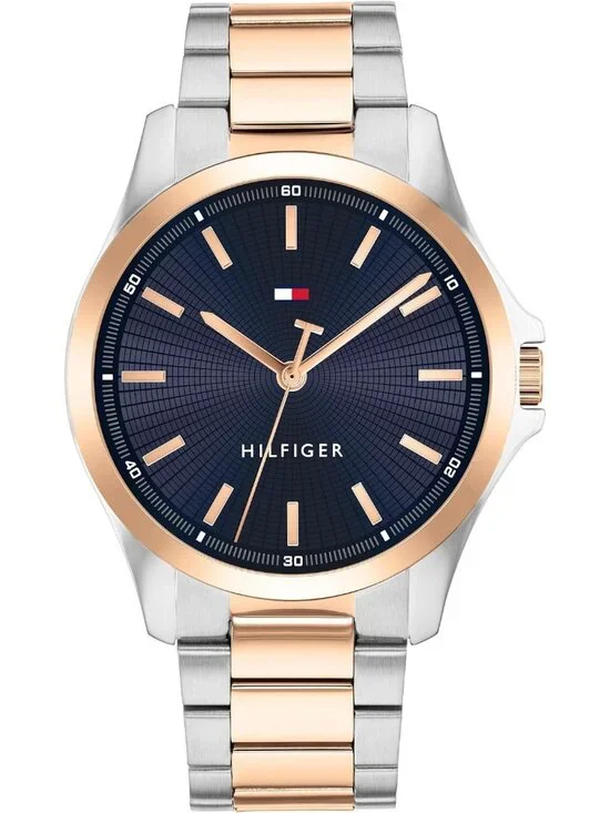 Women's Two Tone Blue Stainless Steel Bracelet Stylish 3H Quartz Wrist Watch