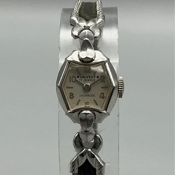 Vintage Calvert Watch Womens 14mm Cocktail 10K RGP 17J Incabloc Manual Wind 7