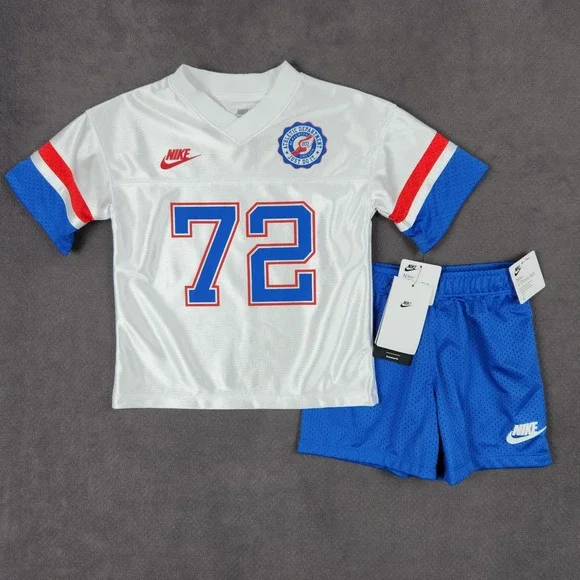 Nike 2-Piece Football Jersey Shorts Set‎ Boys Size 4 Game Royal White Red