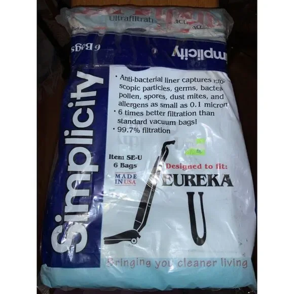 Simplicity Eureka U Vacuum Bags Anti-Bacteria Ultrafiltration New Pack of 6 SE-U