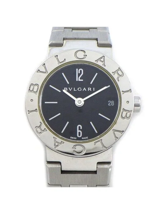 Bvlgari Watch Black Dial Date SS Quartz Analog