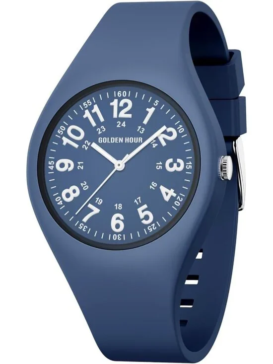 Waterproof Sports Analog Watch for Nurses & Students - Military Time, Glow Dial