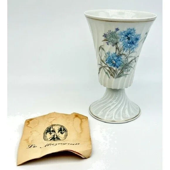 Haviland Limoges France Mazagran Cocktail Goblet Bergere Blue Floral Vase