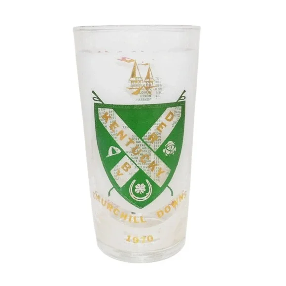 Vintage 1970 Kentucky Derby Mint Julep Glass Churchill Downs Frosted Tumbler