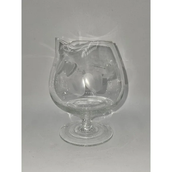 Vintage Pinched Spout Brandy‎ Snifter Glass Etched Hearts