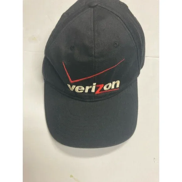 Verizon FiOS Black Baseball Cap Hat 100% Cotton One Size 1-888-GET-FIOS