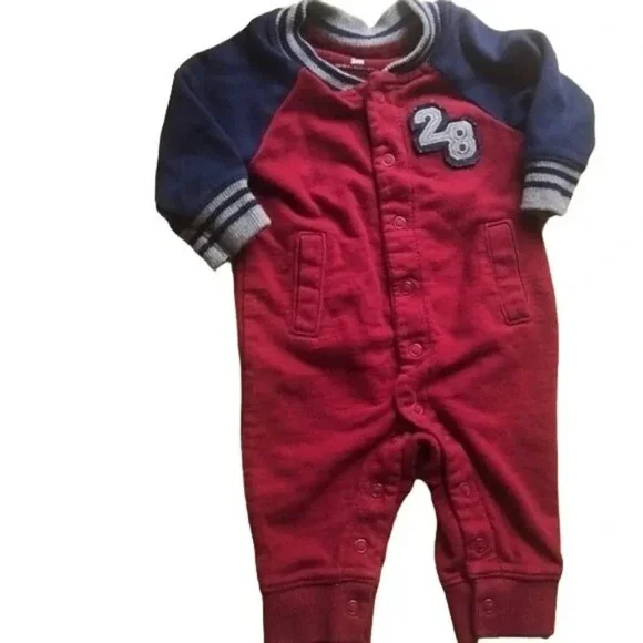 Baby 3M Red & Blue Varsity Baseball Outfit Romper Infant‎ Jumpsuit