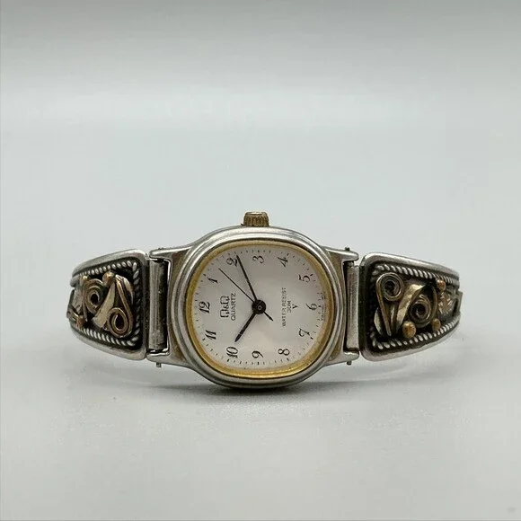 Q&Q Native American Sterling 12KGF Tips Womens Watch 21mm New Battery