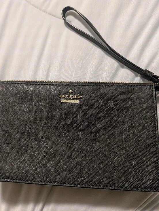 Kate Spade Black Leather Wristlet Clutch