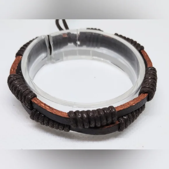 Men's Bracelet Leather Layered Brown New f83‎