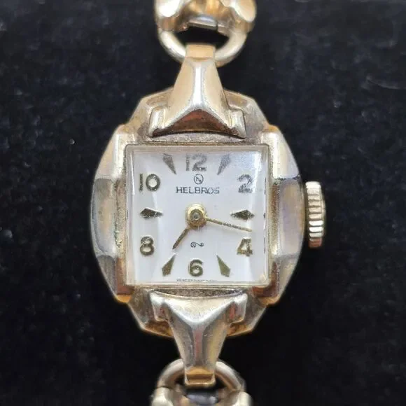 Vintage 17 Jewel Helbros 10K Gold RGP Womens Wrist Watch Germany Needs Repair