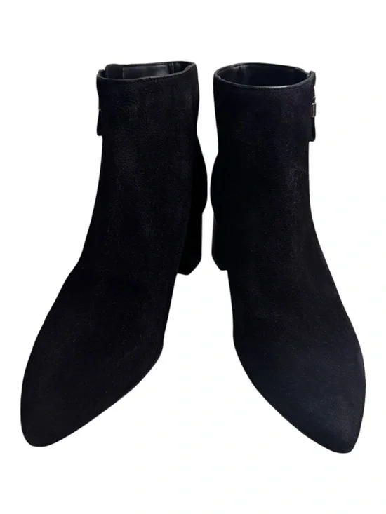 NWOT Kate Spade Alessia Black Suede Ankle Booties Pointed Toe Block Heel SZ:8B
