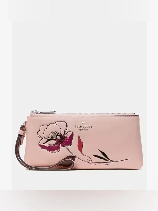 ♠️Kate Spade New York Wren Floral Embossed Wristlet, Rose Smoke Pink NWT