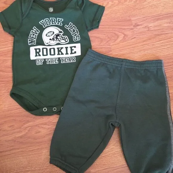 NFL NY Jets Baby Set 2pc 0-3 Months New 100% Cotton Football Athletic