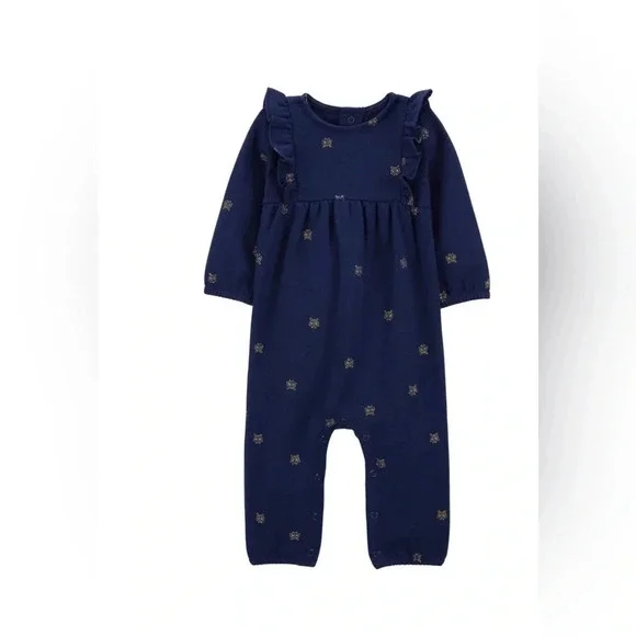 Carter's Baby Girls Butterfly-Print Jumpsuit - Navy Size 12m