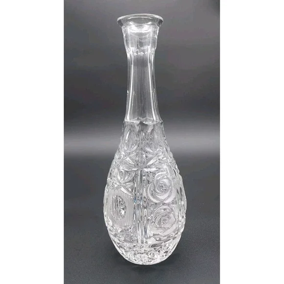 Beautiful Crystal Decanter with Roses‎ & Pineapple Design Made Italy