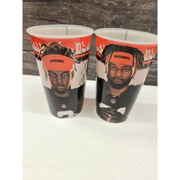 Cleveland Browns NFL Stadium Cups Set Denzel Ward Jerry Jeudy Reusable Tumblers