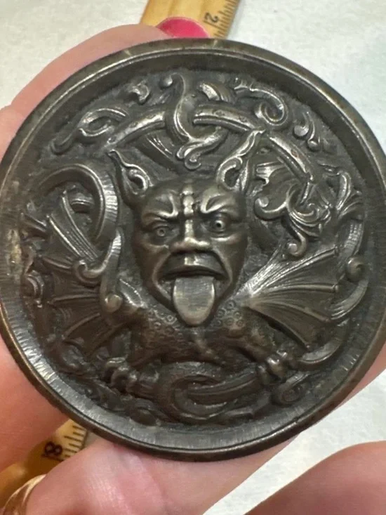 Norwegian Dragestil gothic ViKing Vintage Dark Bronze Gargoyle Medallion Pendant
