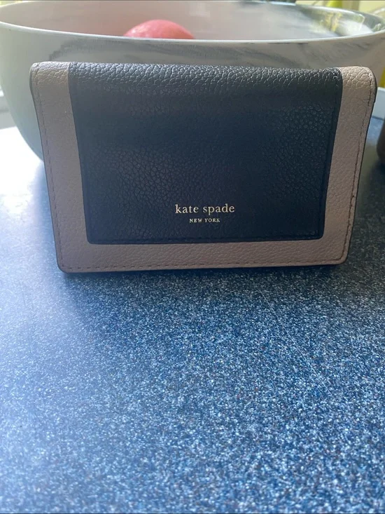 kate spade Black & Taupe Two-Tone Leather wallet