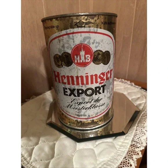 Vintage 1970s HENNINGER EXPORT ABFULLUNG Gallon BEER CAN Steel MINI KEG 4 Liter‎