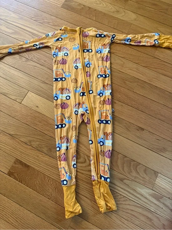 Kids bamboo Yellow Pumpkin & Tractor One-Piece Pajama