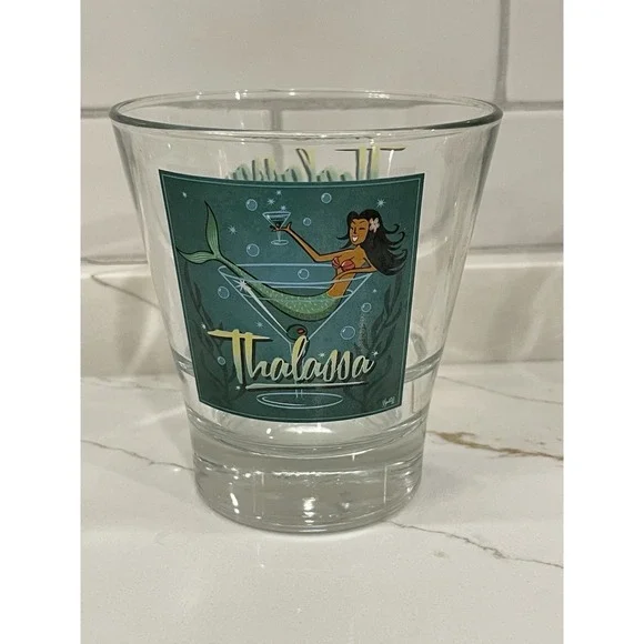 Thalassa Mermaid Cocktail Rocks Glass Bar Souvenir California Drink Retro Libbey
