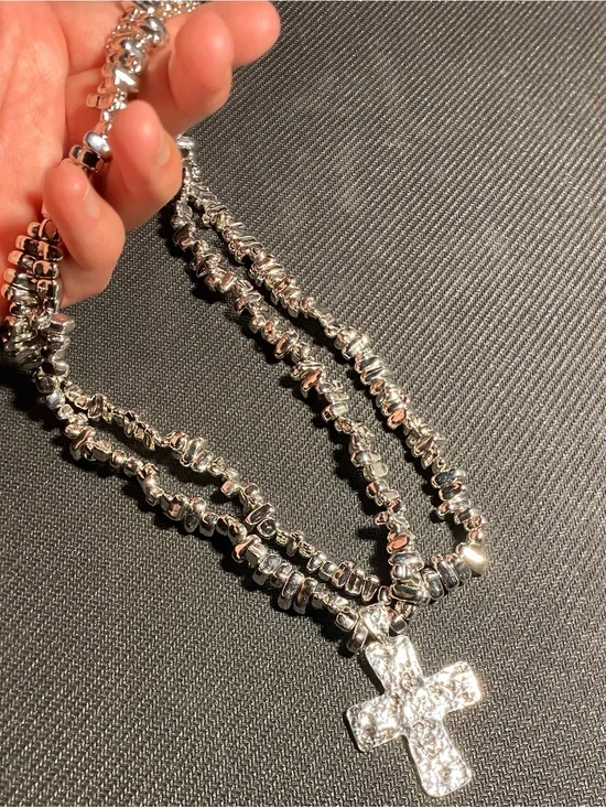 Silver-Tone Seaside Cross Chain
