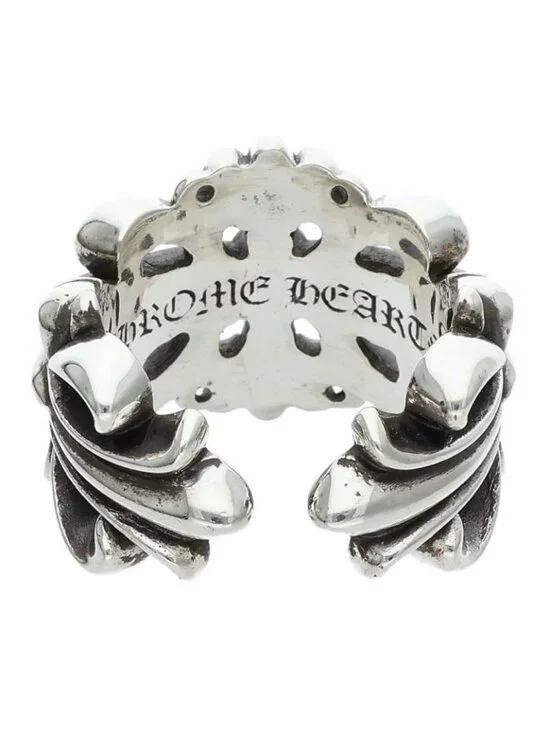 Chrome Hearts Dbl Flrl Crs Double Floral Cross Silver Ring