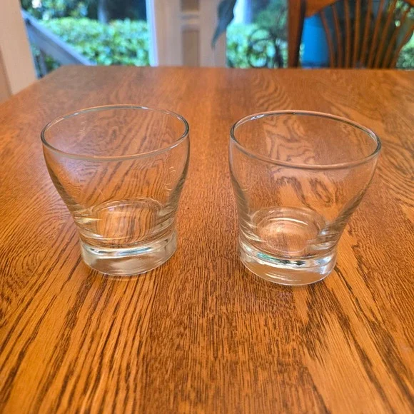 Set of 2 Weighted Whiskey Rocks Glasses Clear Flared Lowball Tumblers 3.25in‎