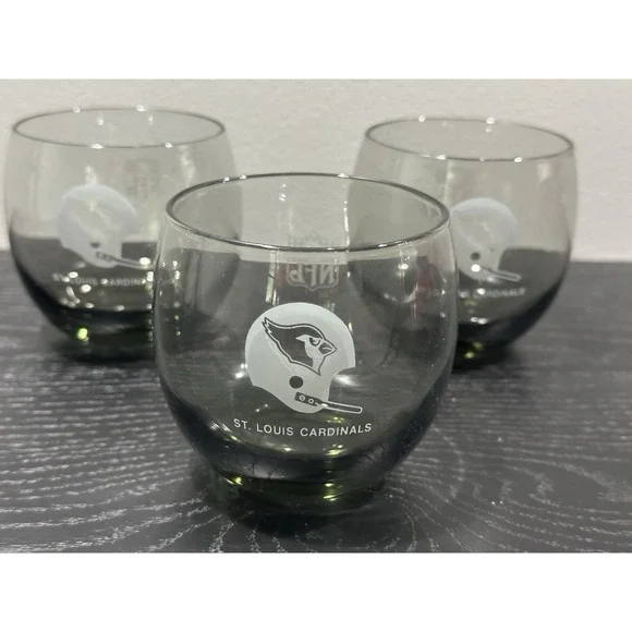 NFL Stemless Wine Glasses St. Louis Cardinals Set 3 Smoked Vintage Man Cave