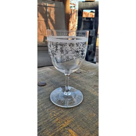 Vintage‎ Etched Water Goblet