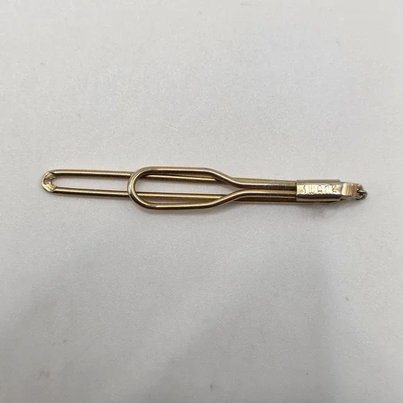 Swank Tie Clip Mens Gold Paperclip Loop Vintage Minimalist Dapper Suit Accessory
