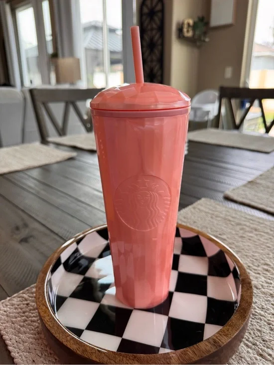 Starbucks Pink Coral Reusable Tumbler with Straw