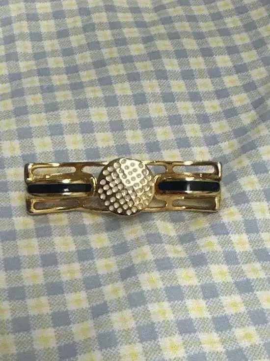 Vintage Doty Smith Gold Tone and Enamel Tie Bar Clip