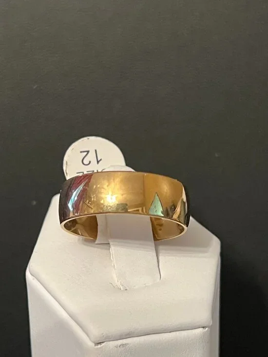 Gold Tone Wide Band Ring Size 5, 11, 12, 13 (411)